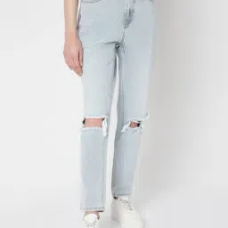 Vero Moda Light Blue Relaxed Fit Distressed Jeans-picture-14