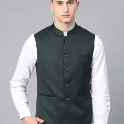 ManQ Green Sleeveless Waistcoat-picture-18