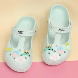 Fame Forever by Lifestyle Kids Mint Green Back Strap Clogs-image-40