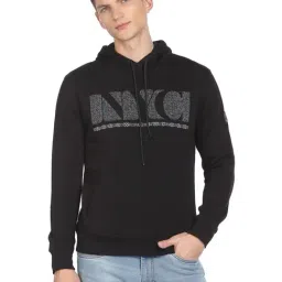 Arrow New York Black Cotton Regular Fit Hooded SweatShirt-picture-28