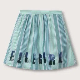 Elle Kids Green Linen Striped Skirt-picture-18