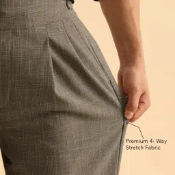 The Souled Store Tan Straight Fit Checks Trousers image 5