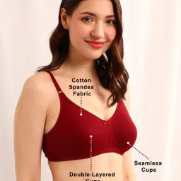 Clovia Red Cotton T-Shirt Bra image 4