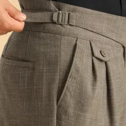 The Souled Store Tan Straight Fit Checks Trousers image 4