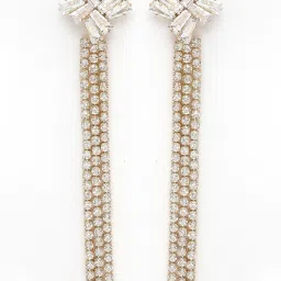 Karatcart Gold Plated Cubic Zirconia Long Drop Earrings image 4