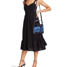 Anne Klein Blue Color Block Bucket Bag image 4