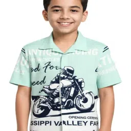 Cavio Boys Green Cotton Printed Shirt-picture-26
