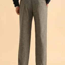 The Souled Store Tan Straight Fit Checks Trousers image 2