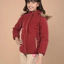 Crimsoune Club Girls Red Solid Full Sleeves Jacket image 3