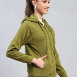 Monte Carlo Green Polyester Blend Solid Full Sleeve Sweatshirt image 4