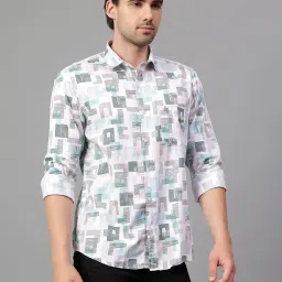Cantabil White Cotton Regular Fit Printed Shirt image 4