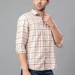 Cantabil Beige Cotton Regular Fit Checks Shirt image 4