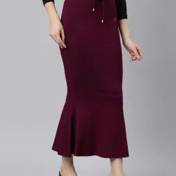 TWIN BIRDS Maroon Plain Saree Shapewear image 4