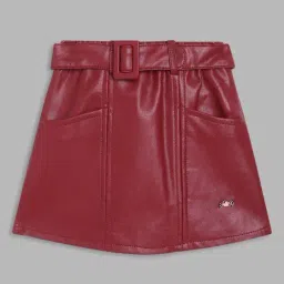 Blue Giraffe Kids Maroon Regular Fit Skirt-image-66