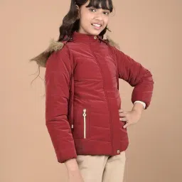 Crimsoune Club Girls Red Solid Full Sleeves Jacket image 4
