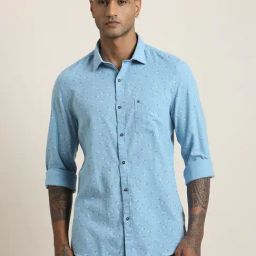 Turtle Light Blue Slim Fit Printed Shirt-picture-39