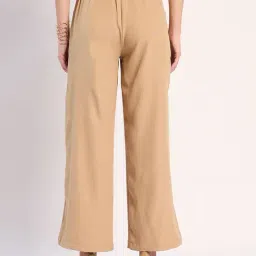 FEMMELLA Beige Regular Fit Solid Formal Trousers image 2