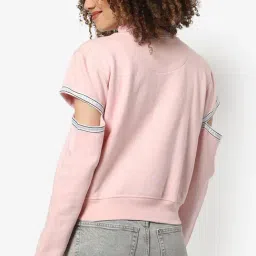 Campus Sutra Pink Cotton Sweatshirt image 2