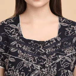 Sweet Dreams Navy Cotton Printed Nighty image 4