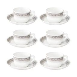 Borosil Classic Transparent Glass Cup and Saucer Set 145ml - Set of 12-picture-6
