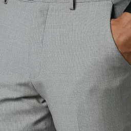 Louis Philippe Grey Slim Fit Checks Trousers image 4