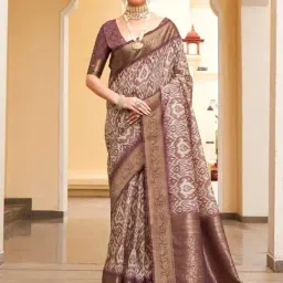 Saree Mall Purple Silk Woven Saree With Unstitched Blouse-image-12
