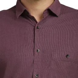 Louis Philippe Purple Cotton Slim Fit Self Pattern Shirt image 4