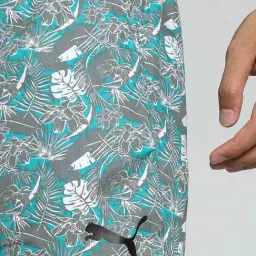 Puma Deep Aqua & Smokey Grey Cotton Regular Fit Floral Print Boxers image 4