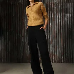 High Star Mustard Self Design Sweater image 4