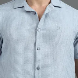 Bushirt Grey Polyester Regular fit Solid Shirt & Shorts Set image 4