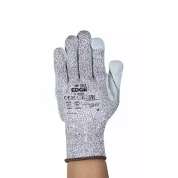 Ansell Edge 48-703 Grey Glass Fibre Polyethylene Cut Resistant Heat Resistant Work Gloves Size 10 Leather Coating, 48703100 image 3