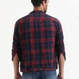 showoffff SHOW OFF Red Cotton Slim Fit Checks Shacket image 4