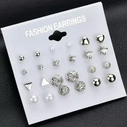 TheVineGirl Set Of 12 Silver-Plated Alloy Cubic Zirconia Studs image 2