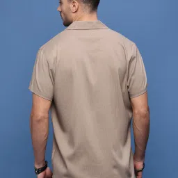 showoffff Showoff Brown Cotton Relaxed Fit Self Pattern Shirt image 4