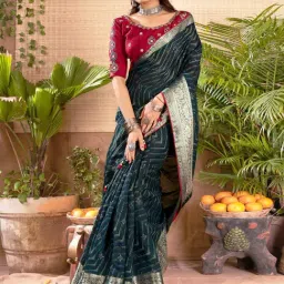 Saree Mall Blue Woven Saree With Unstitched Blouse-picture-16