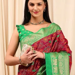 Saree Mall Purple Printed Sarees With Unstitched Blouse image 4