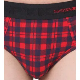 UnderJeans by Spykar Blue & Red Check Briefs image 4