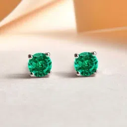 Ornate Jewels 92.5 Sterling Silver Green Emrald Stud Earrings for Women-picture-38