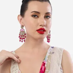 Zaveri Pearls Pink Alloy Earrings for Women image 5