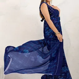 SHOPLANCE Floral Zari Poly Georgette Designer Saree image 5