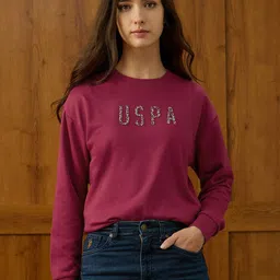 U.S. Polo Assn. Women Round Neck Long Sleeves Pullover Sweatshirt-image-97