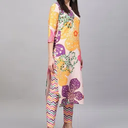 Anni Designer Floral Printed V-Neck Straight Kurta with Trousers image 3