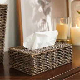 Pure Home + Living Brown Resin Wicker Tissue Box with Cover-picture-27