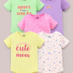 Doodle Poodle Half Sleeves Multi Print Onesies Pack of 5 - Multicolor-image-20