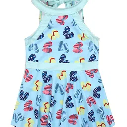 Babyoye Sleeveless Frock Swimsuit Slipper Print - Blue-image-97