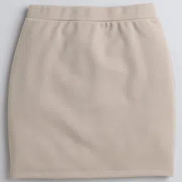 Aww Hunnie Pencil Skirt With Back Slit - Cream-picture-13