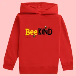 NUSYL Full Sleeves Honey Bee Printed Hooded Sweatshirt - Red-picture-17