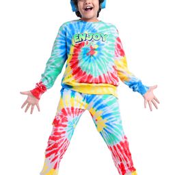 Ollington St. 100% Cotton Knit Full Sleeves Tie & Dye Sweatshirt & Joggers Set- Multicolor-image-92