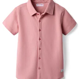 kookie kids india Kookie Kids Knit Half Sleeves Resort Collar Solid Shirt - Rose Gold-picture-18