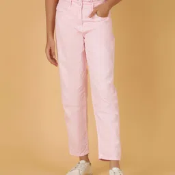 Tales & Stories Cotton Solid Straight Fit Jeans - Pink-picture-28